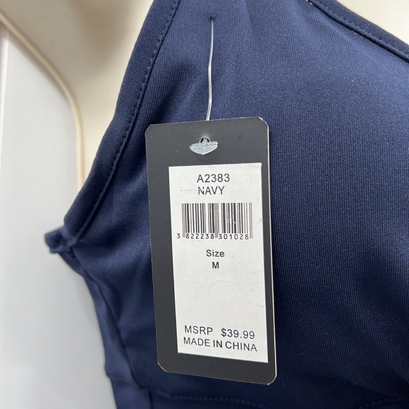 🆕Lydaa Navy Bike Shorts & Sports Bra Set W/Crisscross Mesh Design S,M,L & XL - Picture 6 of 8